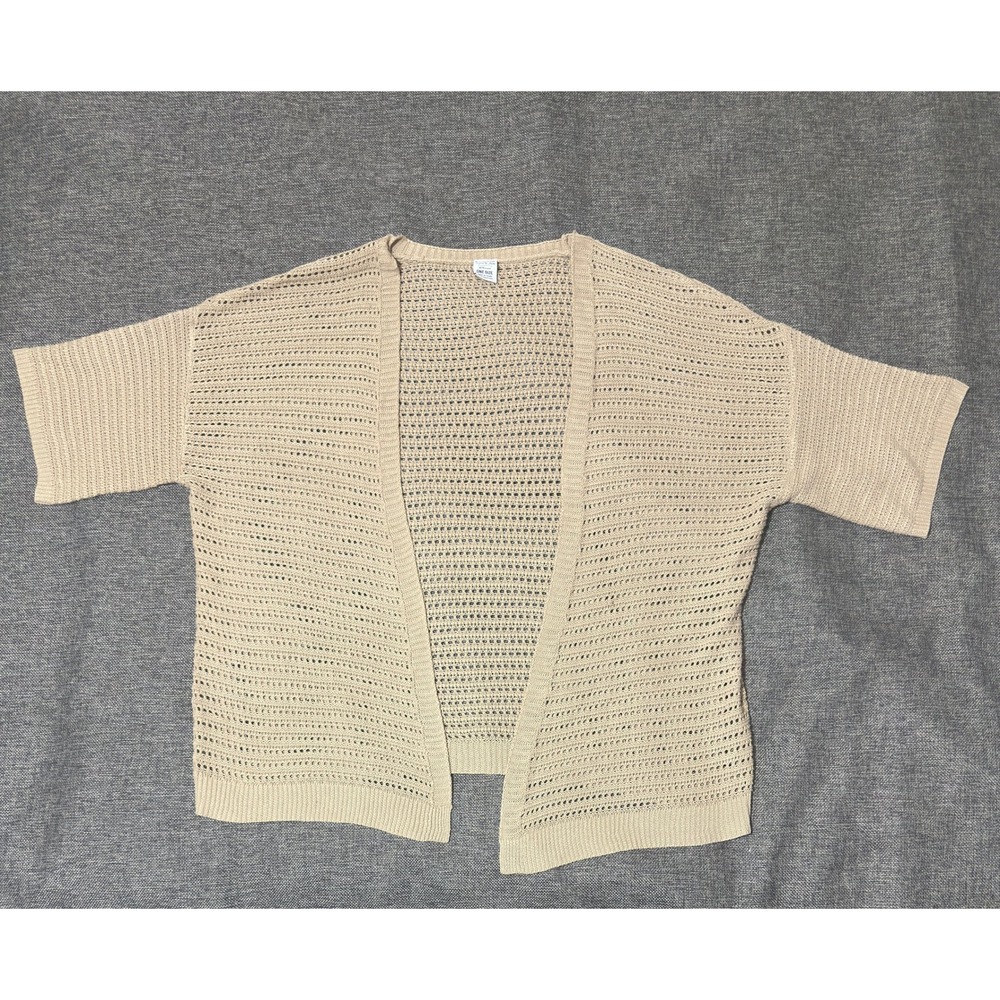 Brooke Webb for Anna & Ava Womens One Size Cardigan Tan Crochet Knit Open Front